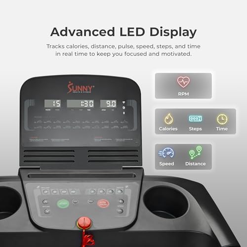 Sunny Health & Fitness Smart Wi-Fi Treadmill w/Shock Absorption|B0DMTQWNG7