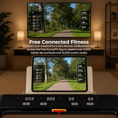 Sunny Health & Fitness Premium Slim Folding Treadmill, Fully Assembled|B07MW21KMZ